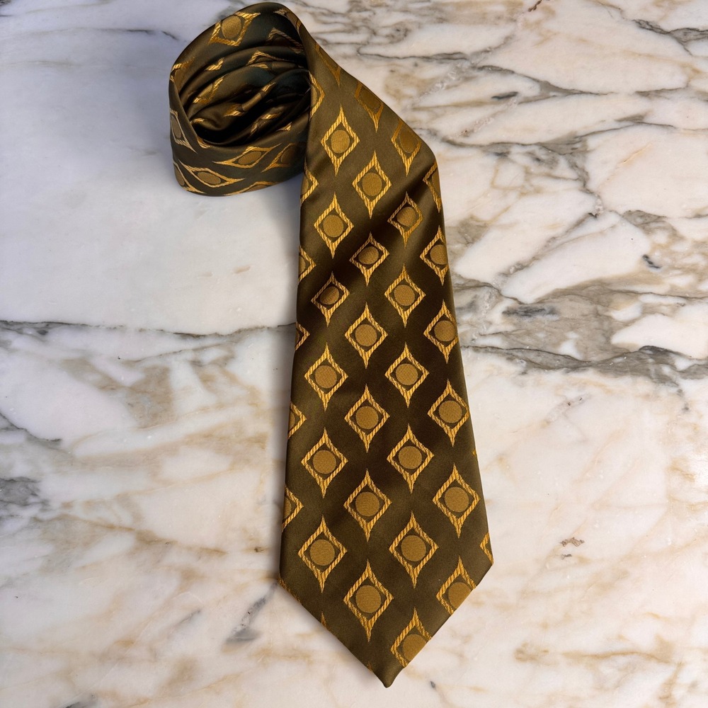 Viking Necktie Mens OS Green Excellent Vintage 60s Atomic Eyes Geometric Canada